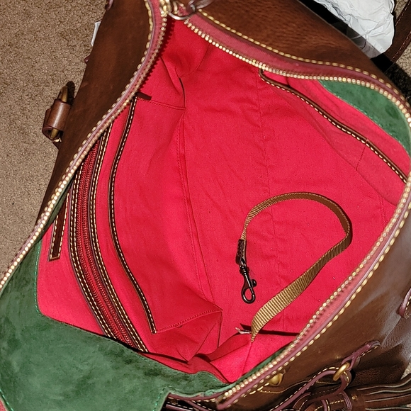 Dooney & Bourke Florentine Leather Double Strap Tassel Satchel - Picture 6 of 9